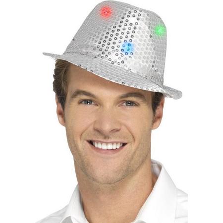 SMIFFYS - Zilverkleurige hoed met lovertjes en LED lichtjes - Hoeden > Overige